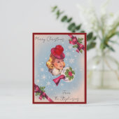 Vintage Christmas Lady Individuelle Name Postcard Postkarte (Stehend Vorderseite)