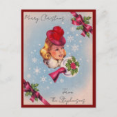 Vintage Christmas Lady Individuelle Name Postcard Postkarte (Vorderseite)