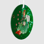 Vintage Christmas Lady Mailing Letter Green Ornament (Vorderseite)