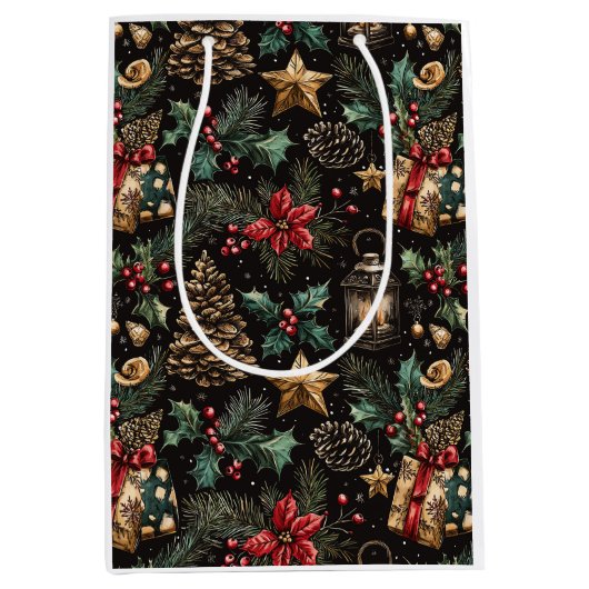 Vintage Christmas Lanterns Mittlere Geschenktüte (Vorderseite)