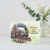 Vintage Christmas Locomotive Train Postkarte (Stehend Vorderseite)