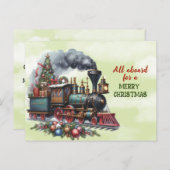Vintage Christmas Locomotive Train Postkarte (Vorne/Hinten)