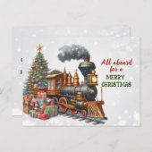 Vintage Christmas Locomotive Train Postkarte (Vorne/Hinten)