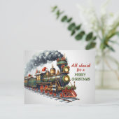 Vintage Christmas Locomotive Train Postkarte (Stehend Vorderseite)
