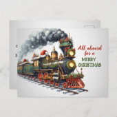Vintage Christmas Locomotive Train Postkarte (Vorne/Hinten)