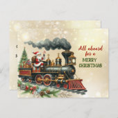Vintage Christmas Locomotive Train Postkarte (Vorne/Hinten)