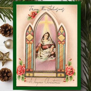 Vintage Christmas Madonna Individuelle Name Feiertagspostkarte