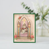 Vintage Christmas Madonna Individuelle Name Feiertagspostkarte (Stehend Vorderseite)