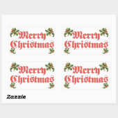 Vintage Christmas, Merry Christmas Text Design Rechteckiger Aufkleber (Blatt)