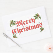 Vintage Christmas, Merry Christmas Text Design Rechteckiger Aufkleber (Umschlag)