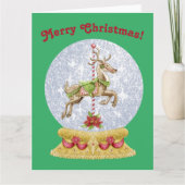 Vintage Christmas Merry Go Runde Snowglobe Karte (Vorderseite)