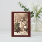 Vintage Christmas Mistletoe Postcard Postkarte (Stehend Vorderseite)