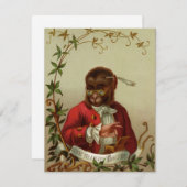 Vintage Christmas Monkey Feiertagskarte (Vorne/Hinten)