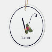 Vintage Christmas Monogram Initial V Keramik Ornament (Links)