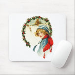 Vintage Christmas Mousepad<br><div class="desc">Boy christmas teenage young,  romantic x-mas snowflakes cold,  painting landscape smile angel,  Drawn liebenswürdige Little Happy ,  funny watercolour vintage children ,  Winter merry snow child ,  Cute drawing teart ,  retro watercolor kid xmas ,  Cartoon celebration illustration Holiday Boy Christmas Young</div>