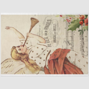 Vintage Christmas Music Angel Decoupage Seidenpapier