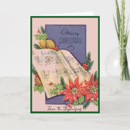 Vintage Christmas Music Custom Name Blank Inside Feiertagskarte