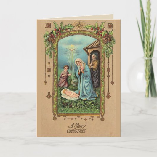 Vintage Christmas Nativity Virgin Feiertagskarte (Vorderseite)