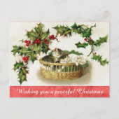 Vintage Christmas Niedlich Kitten Cat Postkarte (Vorderseite)