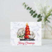 Vintage Christmas Niedlich Kitten Cat Postkarte (Stehend Vorderseite)