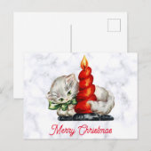 Vintage Christmas Niedlich Kitten Cat Postkarte (Vorne/Hinten)