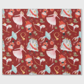 Vintage Christmas Nutcracker Fairy Tale Red Geschenkpapier (Flach)