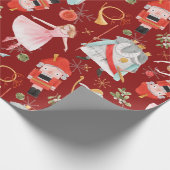 Vintage Christmas Nutcracker Fairy Tale Red Geschenkpapier (Ecke)