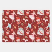 Vintage Christmas Nutcracker Fairy Tale Red Geschenkpapier Set (Vorderseite 2)