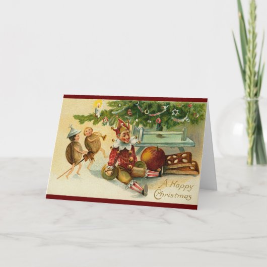 VINTAGE CHRISTMAS Nutcracker Spielzeug Feiertagskarte (Vorderseite)