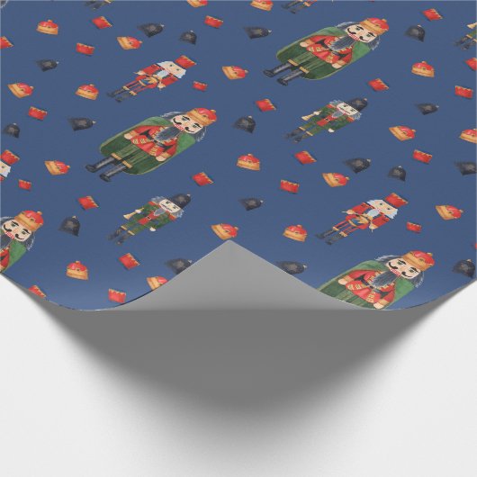 Vintage Christmas Nutcrackers Blue Geschenkpapier (Ecke)