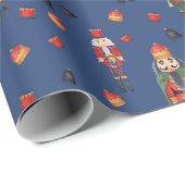 Vintage Christmas Nutcrackers Blue Geschenkpapier (Rolleneckpunkt)