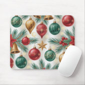 Vintage Christmas Ornaments and Pine  Mousepad (Mit Mouse)