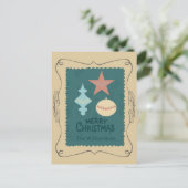 Vintage Christmas Ornaments Feiertagspostkarte (Stehend Vorderseite)