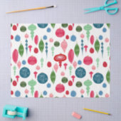 Vintage Christmas Ornaments Multi on White Seidenpapier (Basteln)