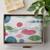 Vintage Christmas Ornaments Multi on White Seidenpapier (Geschenk)