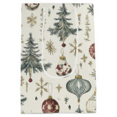 Vintage Christmas Ornaments on Cream Mittlere Geschenktüte (Rückseite)