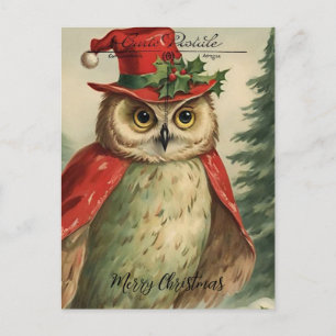 Vintage Christmas Owl Collage Postkarte