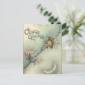 Vintage Christmas Owls Feiertagskarte (Stehend Vorderseite)