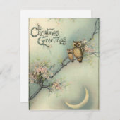 Vintage Christmas Owls Feiertagskarte (Vorne/Hinten)