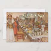 Vintage Christmas Party Carl Larsson Einladung (Vorderseite)