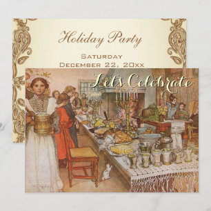 Vintage Christmas Party Carl Larsson Einladung