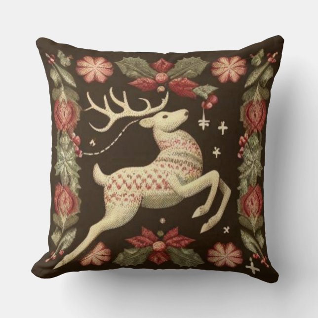 Vintage Christmas Pastel Throw Kissen (Vorderseite)