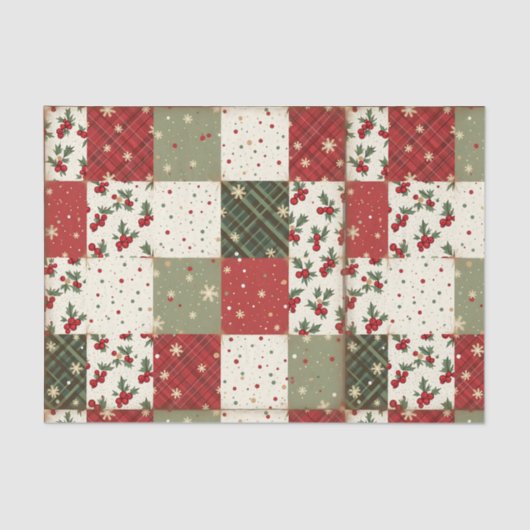 Vintage Christmas Patchwork Seidenpapier (Vorderseite)
