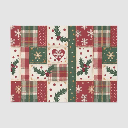 Vintage Christmas Patchwork Seidenpapier (Vorderseite)