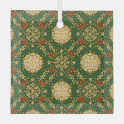 Vintage Christmas Pattern - Glass Ornament (Vorderseite)