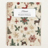 Vintage Christmas Pattern Retro Holiday Journal Planer (Vorderseite)