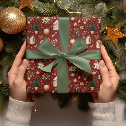 Vintage Christmas Pattern Wrapping Paper Geschenkpapier