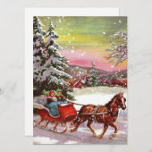 Vintage Christmas Pferd Sleigh Feiertagskarte (Vorne/Hinten)