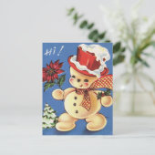Vintage Christmas Picture Snowman Postkarte (Stehend Vorderseite)