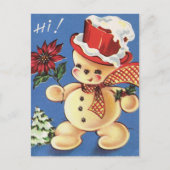 Vintage Christmas Picture Snowman Postkarte (Vorderseite)